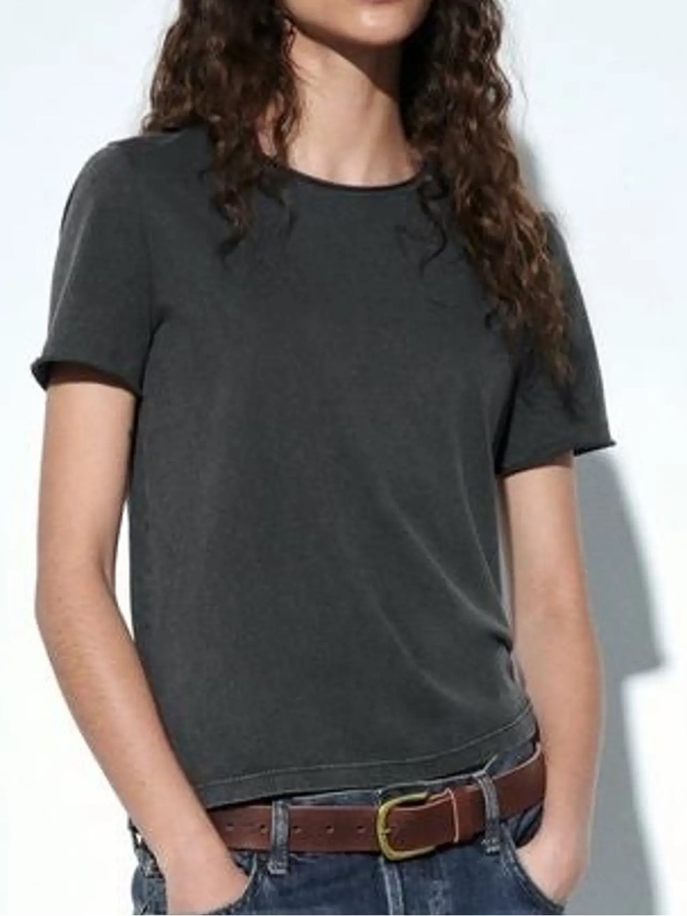 Zara Classic Basic Tee Shirt - Charcoal - Large